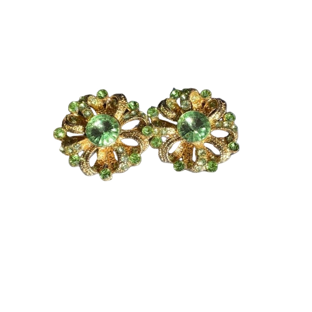 New York Style Floral Statement Clip On Earrings
